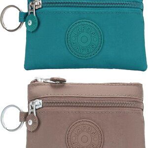 Chic Waterproof Coin Purse - 2-Layer Oxford Cloth Pouch for Women in Green+Khaki